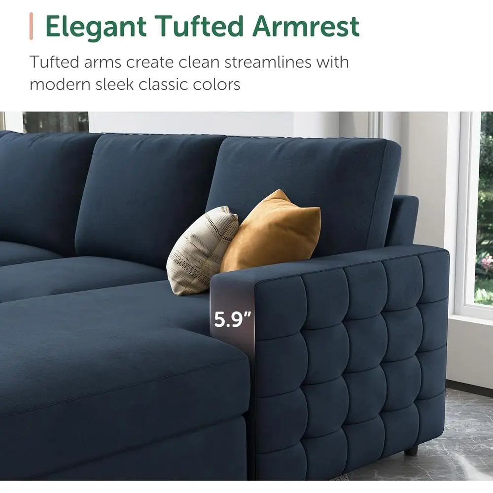U-Shaped Sectional Sleeper Sofa With Pull-Out Bed And Storage Chaise Lounge