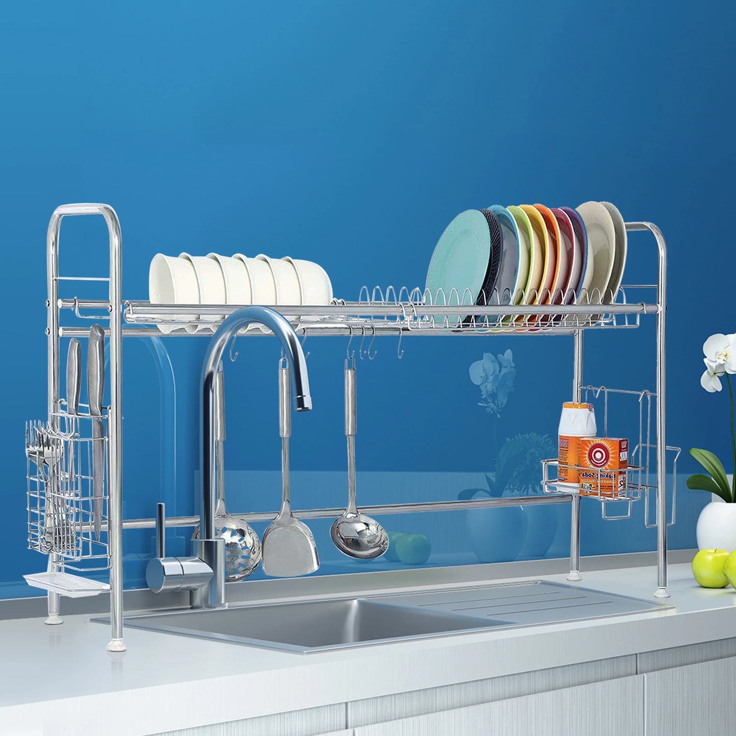 Two Tier Dish Drying Rack Stainless Steel For Countertop