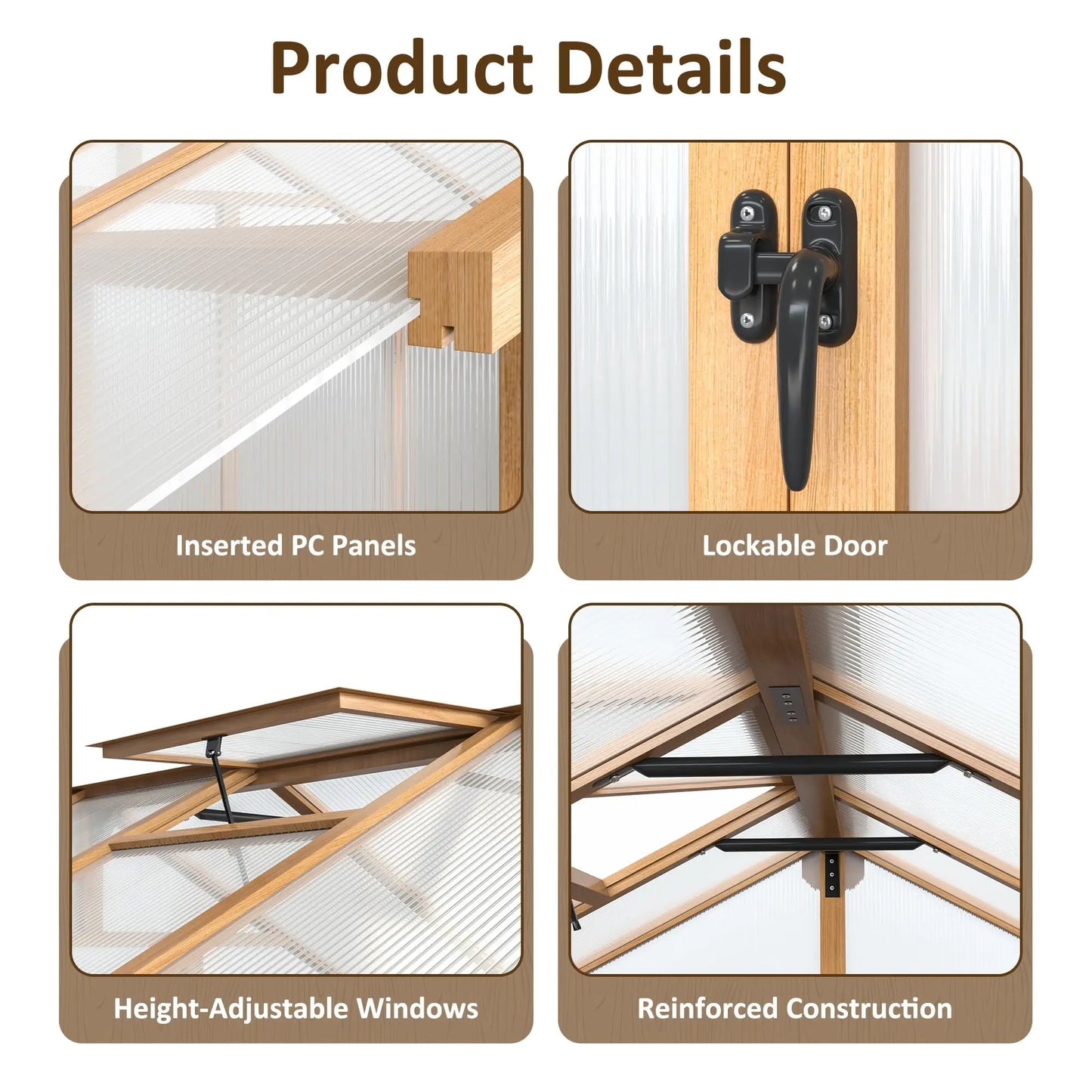 VIWAT Wooden Outdoor Greenhouse for Year-Round Backyard Gardening