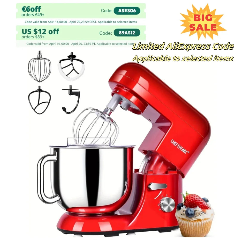 Cheftronic Stand Mixer Tilt Head 6 Speed Electric Kitchen Appliance