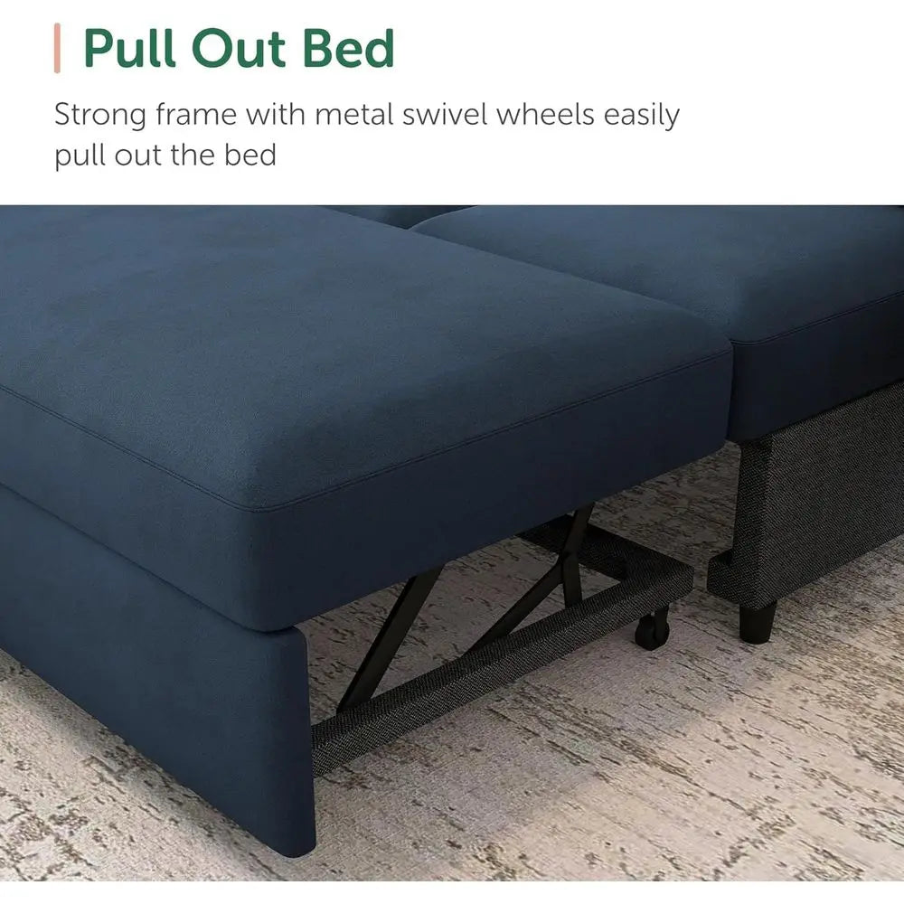 U-Shaped Sectional Sleeper Sofa With Pull-Out Bed And Storage Chaise Lounge