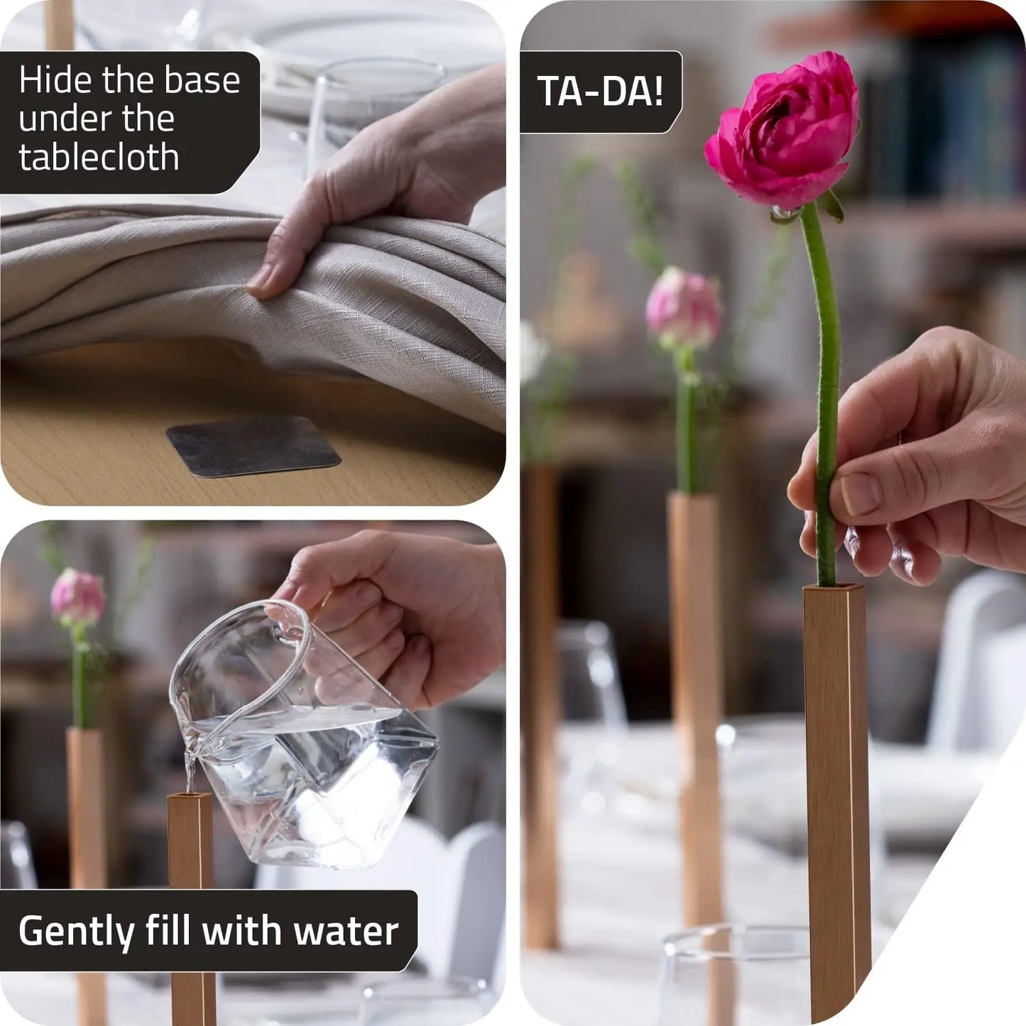 Magnetic Flower Vase Set of 5 Aluminum Home Decor
