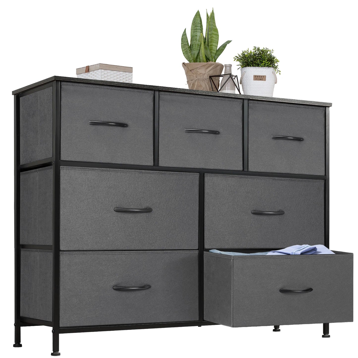 JHK Dresser With 7 Fabric Drawers