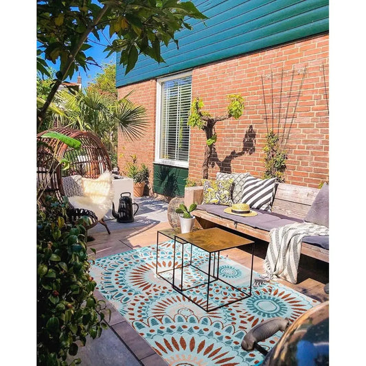 DIXSG Reversible Outdoor Indoor Rug Mat Waterproof Patio Garden