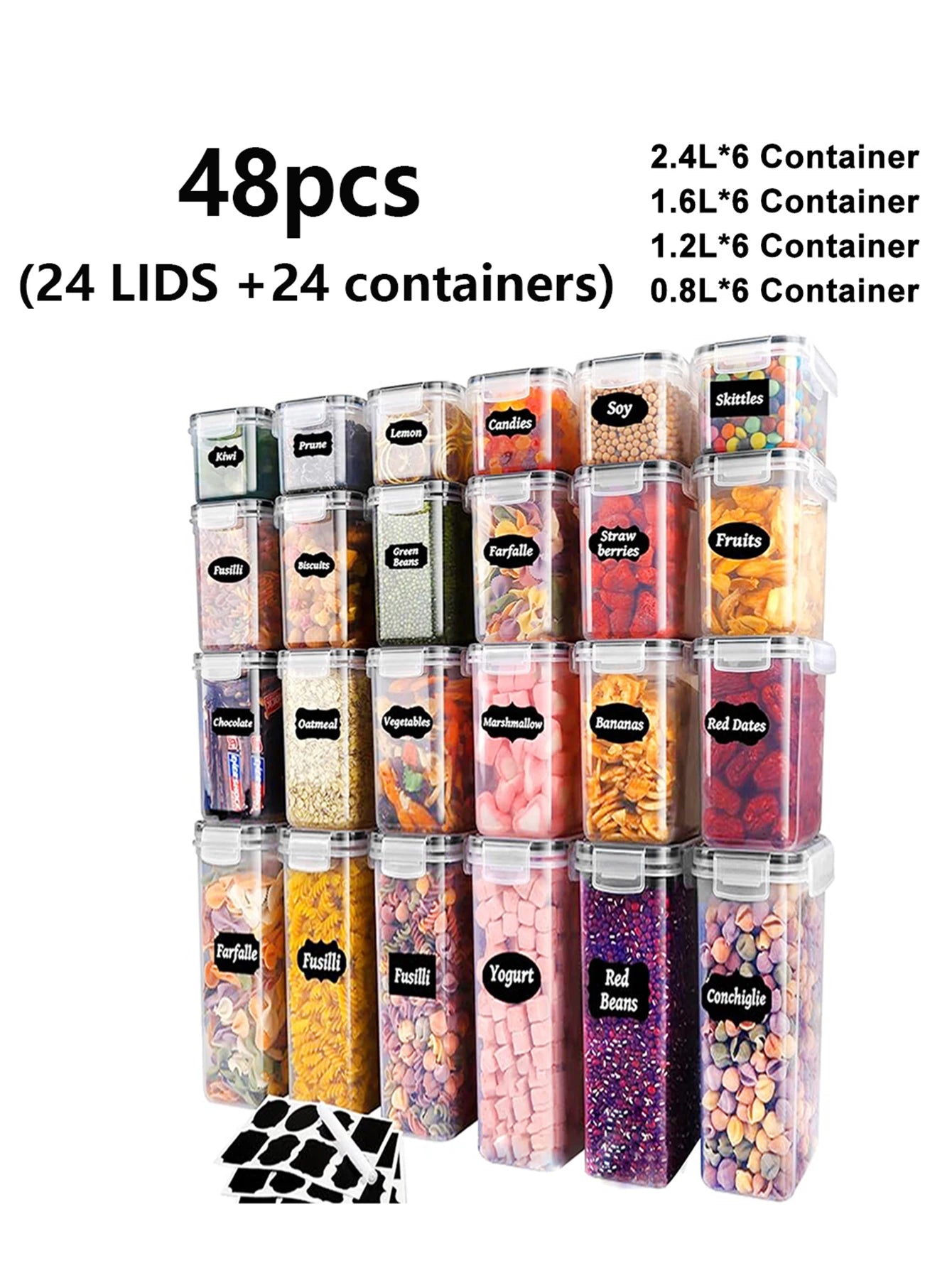 Sealed Food Storage Containers With Lids 48 Piece Set