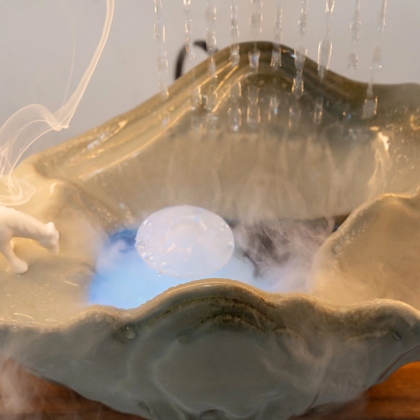 Indoor Tabletop Water Fountain With Mist And LED Feng Shui Home Decor