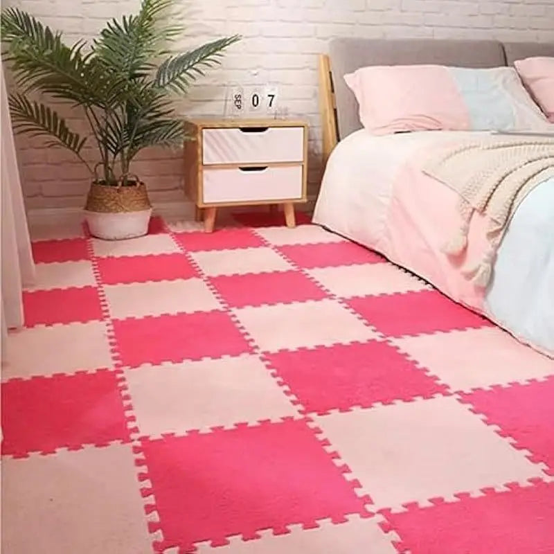 Plush Puzzle Foam Mat Area Rug For Living Room And Bedroom Decor