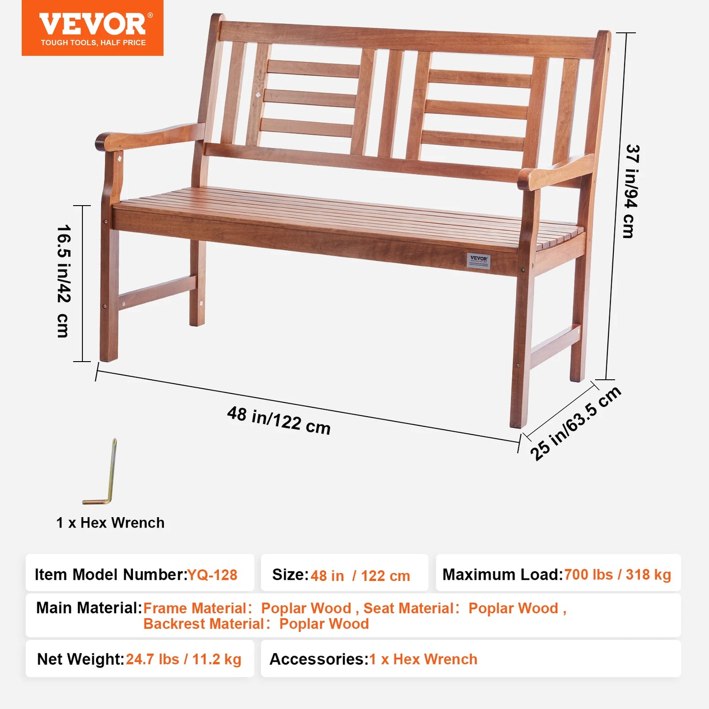 SucceBuy Outdoor Garden Bench Wood And Metal Park Bench