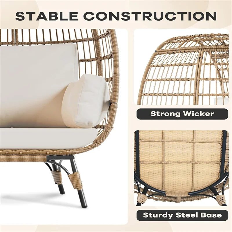HiMISS Outdoor Egg Chair With Cushions And Steel Frame