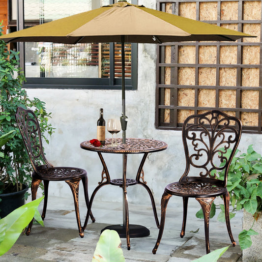 All-Weather Cast Aluminum Outdoor Bistro Set 3Pcs, Butterfly Style for Garden & Balcony