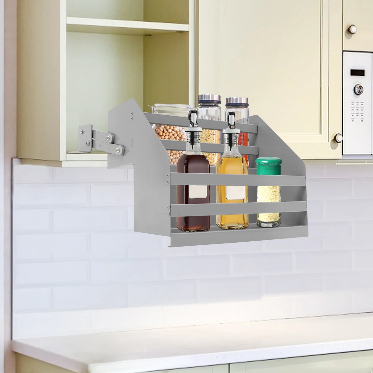 Two Tier Pull Down Cabinet Organizer For Under Sink With 10 Kg Load Capacity