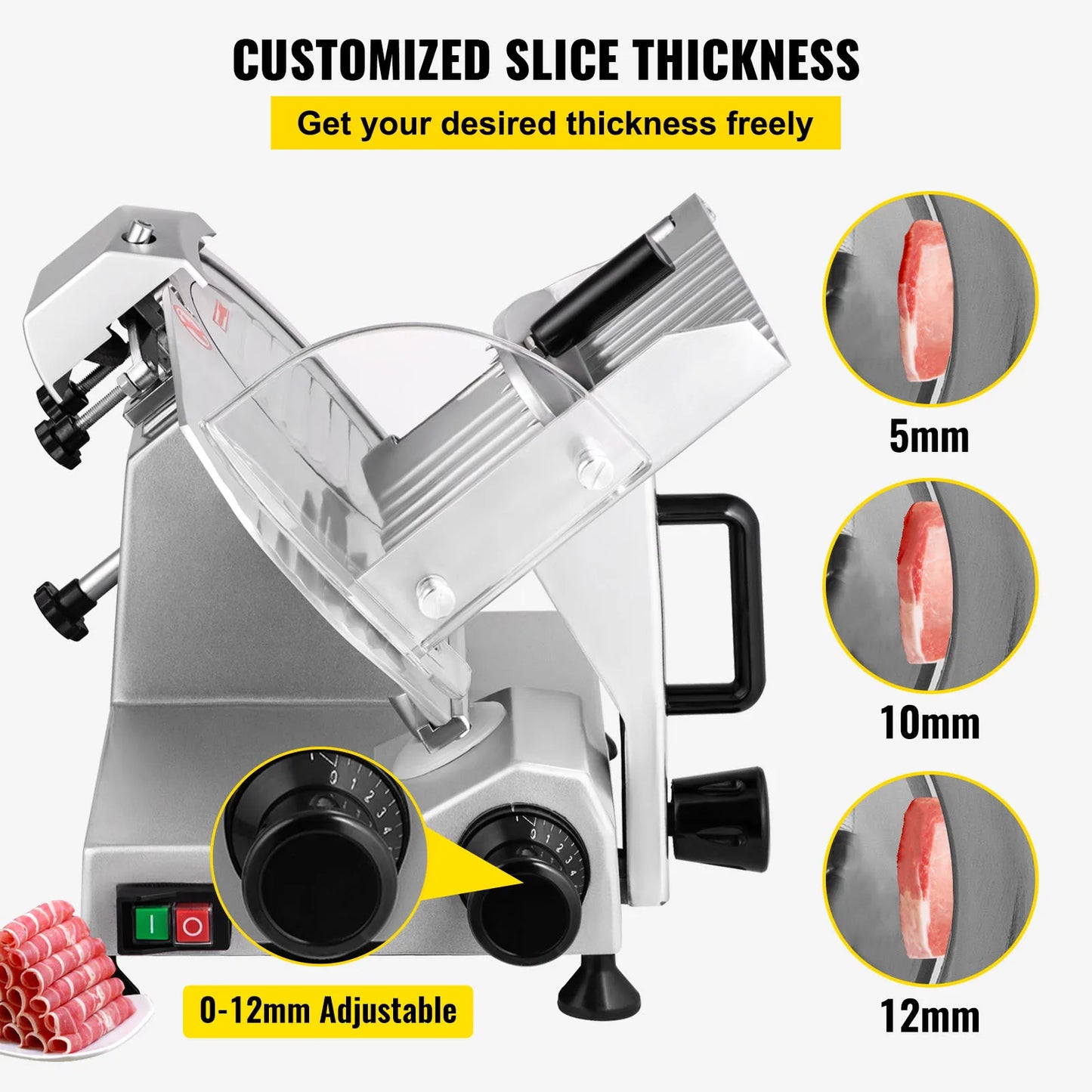 SucceBuy Meat Slicer Carbon Steel Electric Deli Slicer