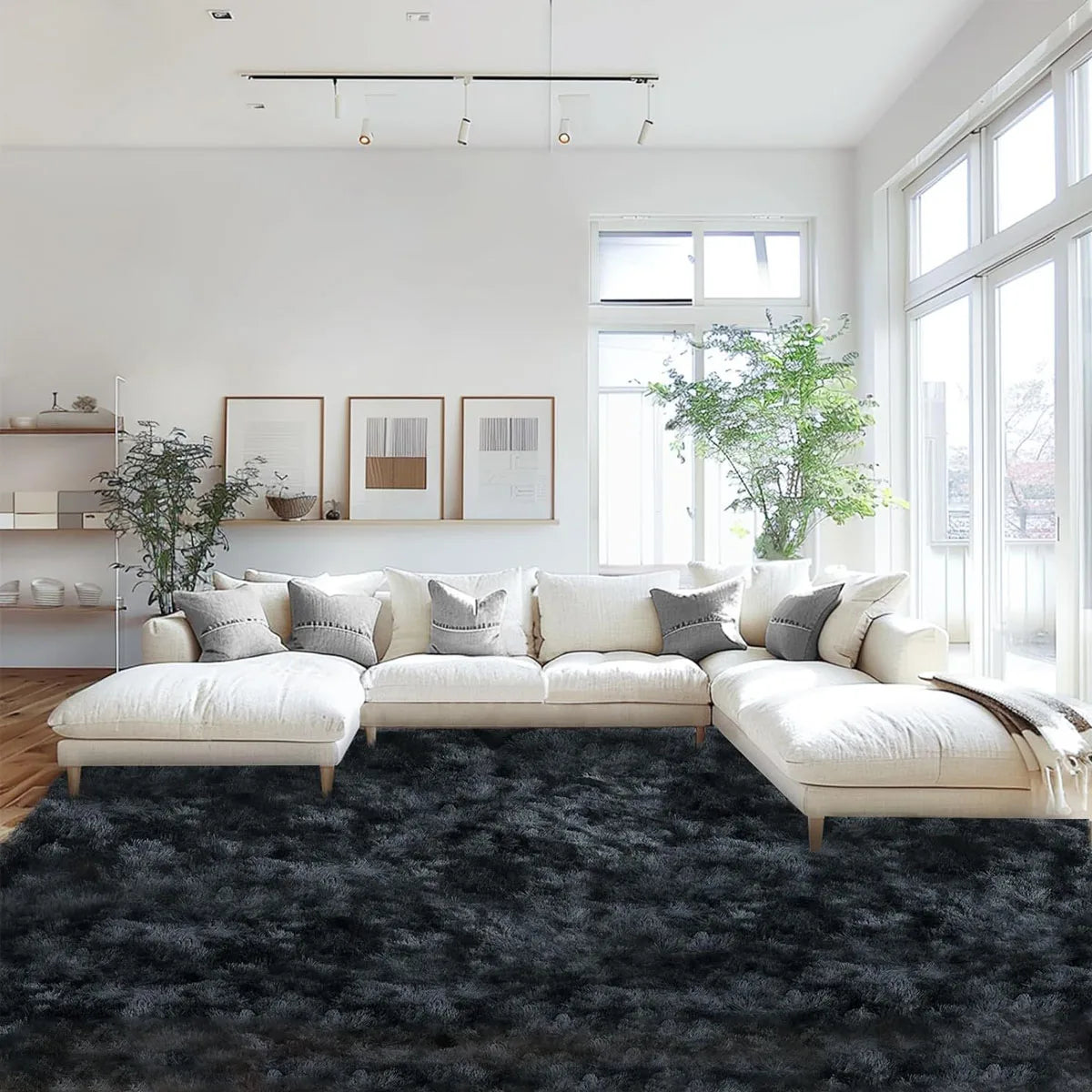 Soft Plush Living Room Rug Non Slip Thick Carpet Tie Dye Pattern