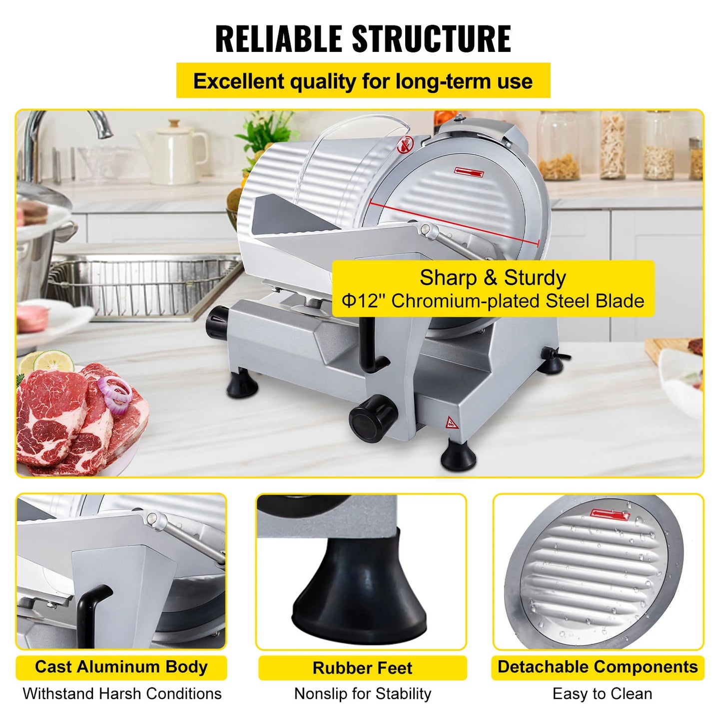 SucceBuy Meat Slicer 320W Electric Deli For Meat And Cheese