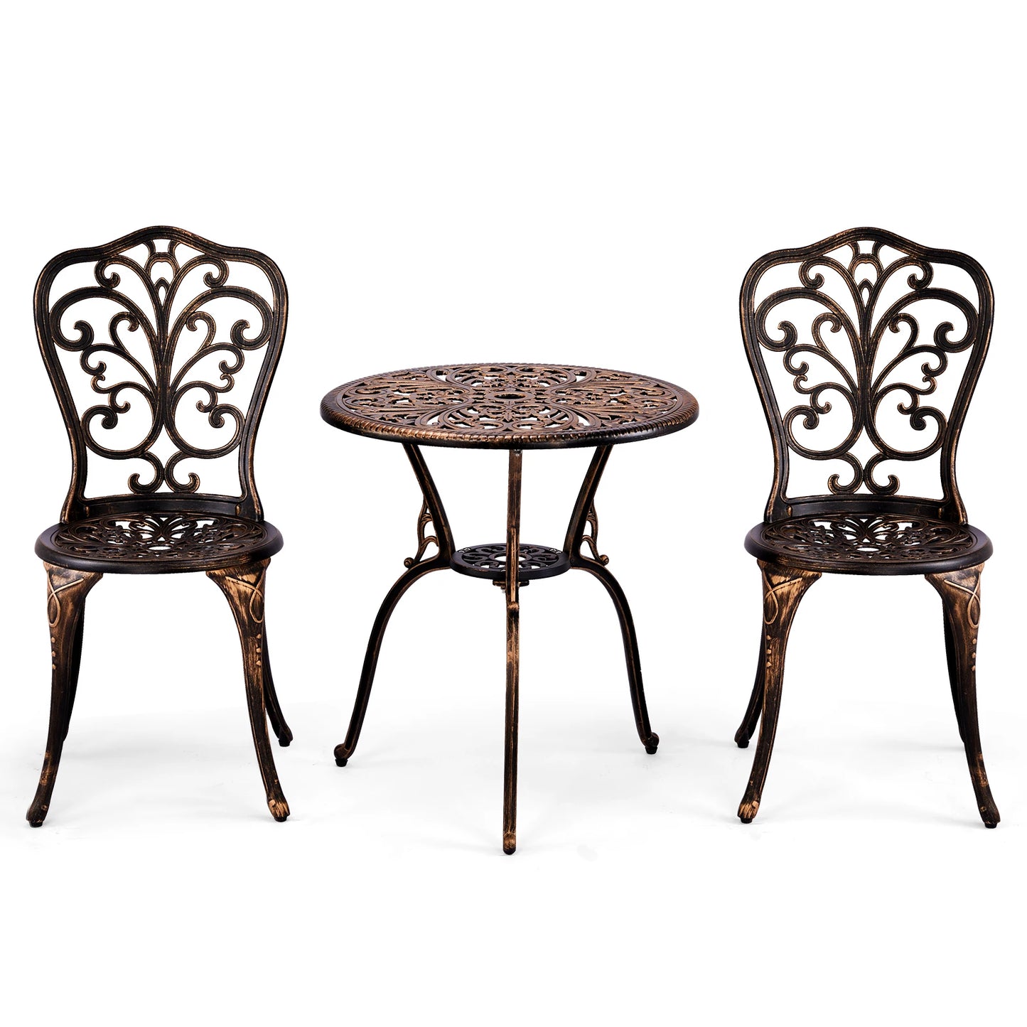 All-Weather Cast Aluminum Outdoor Bistro Set 3Pcs, Butterfly Style for Garden & Balcony