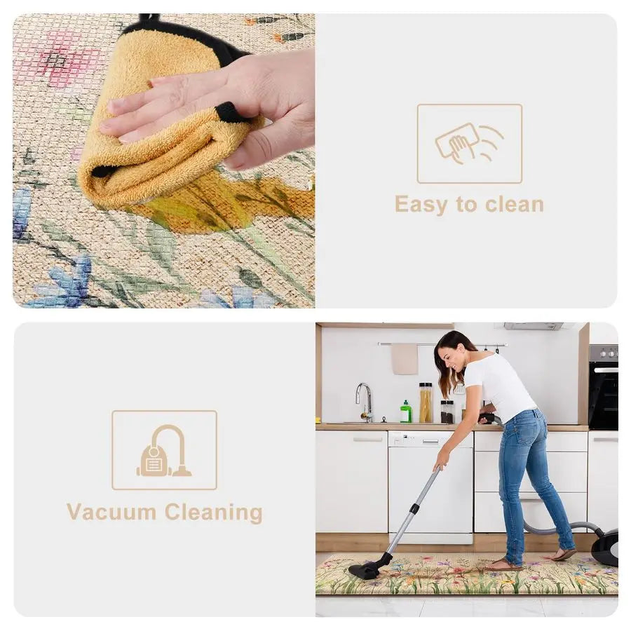 Anti Fatigue Kitchen Mat Floral Set Cushioned Non Slip