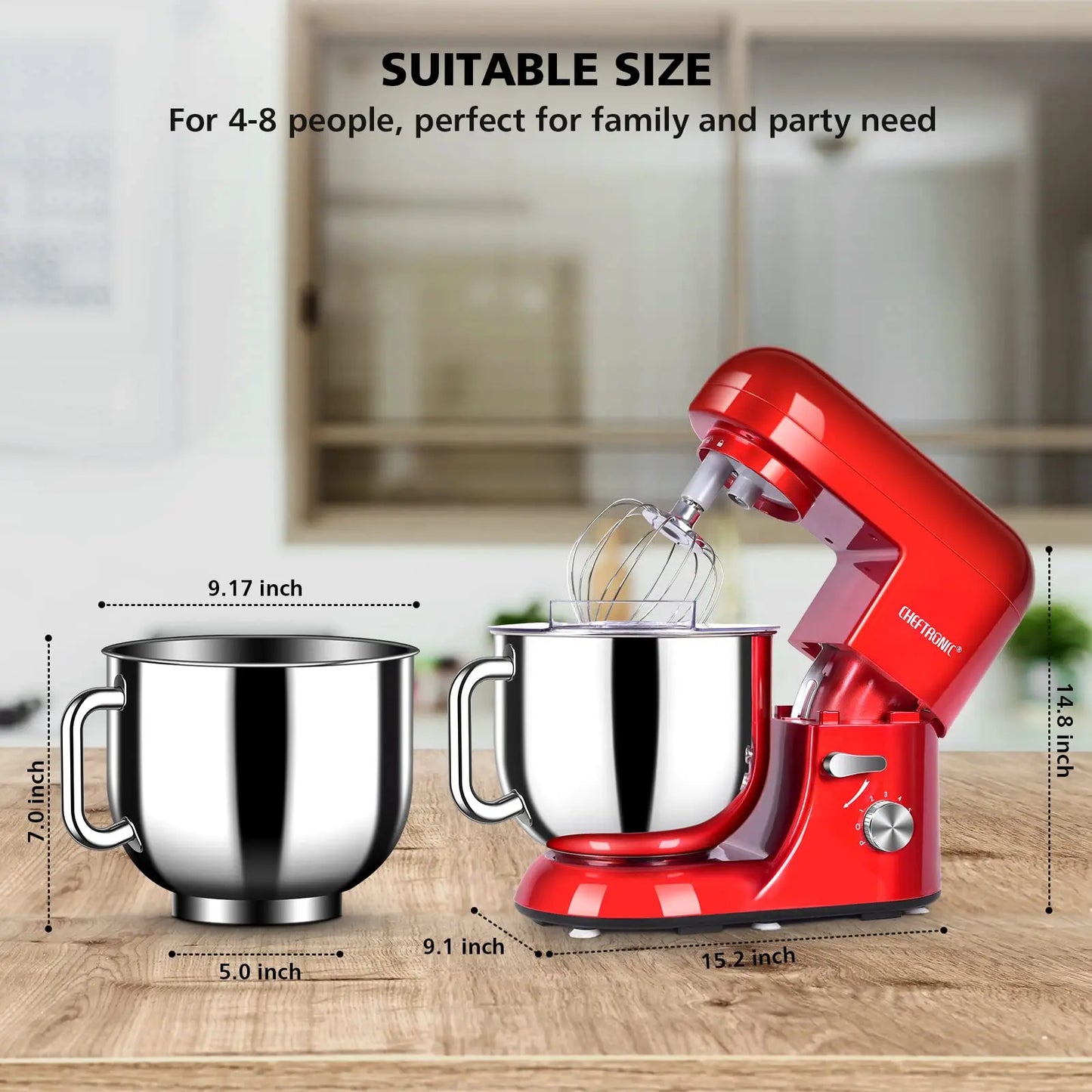 Cheftronic Stand Mixer Tilt Head 6 Speed Electric Kitchen Appliance