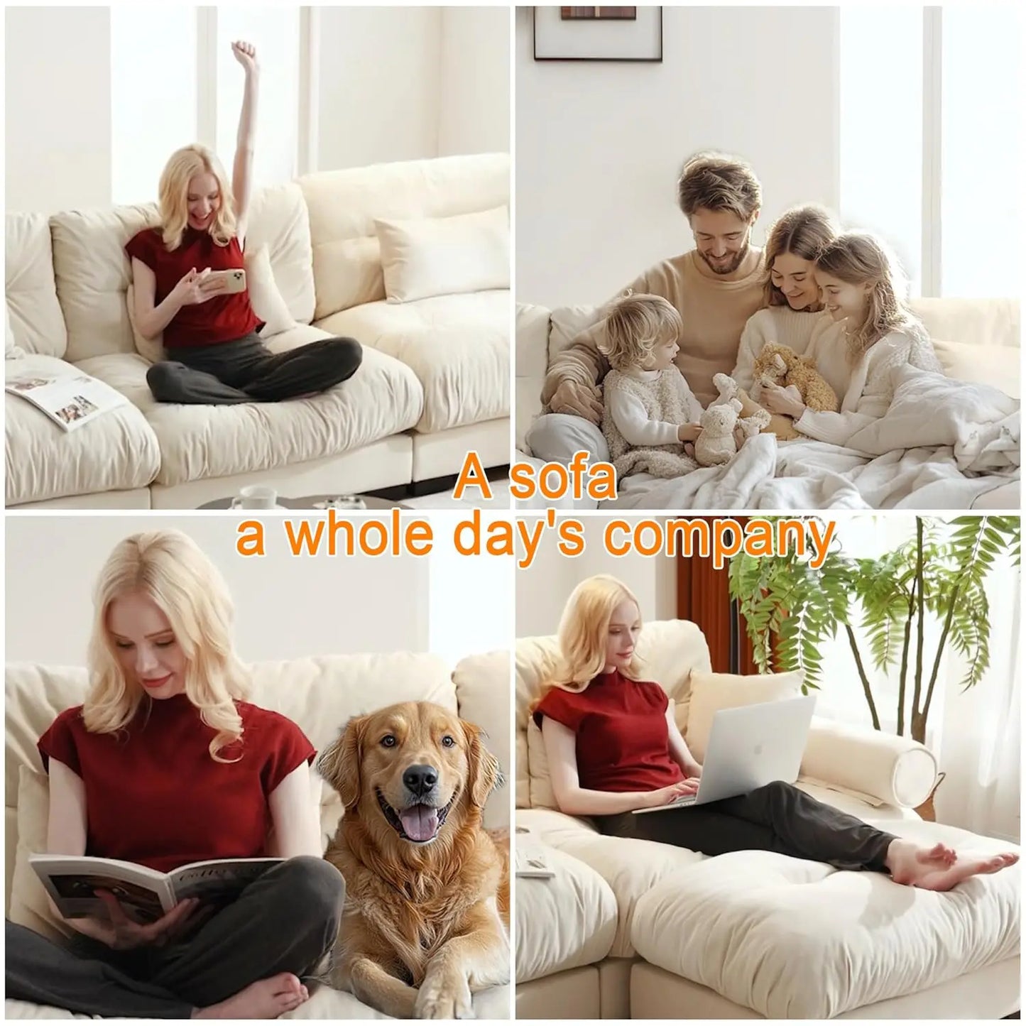 Cloud Couch Velvet Modular Sectional Sofa With Ottoman