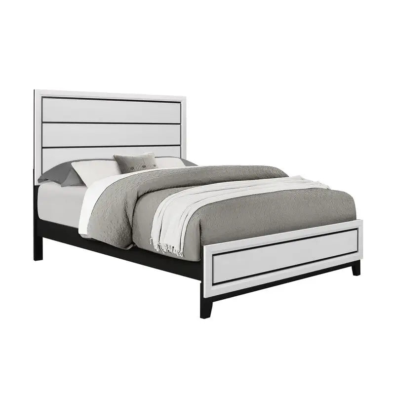5PC Full Bedroom Set in Mirage White - Modern Bed, Nightstands, Dresser & Mirror