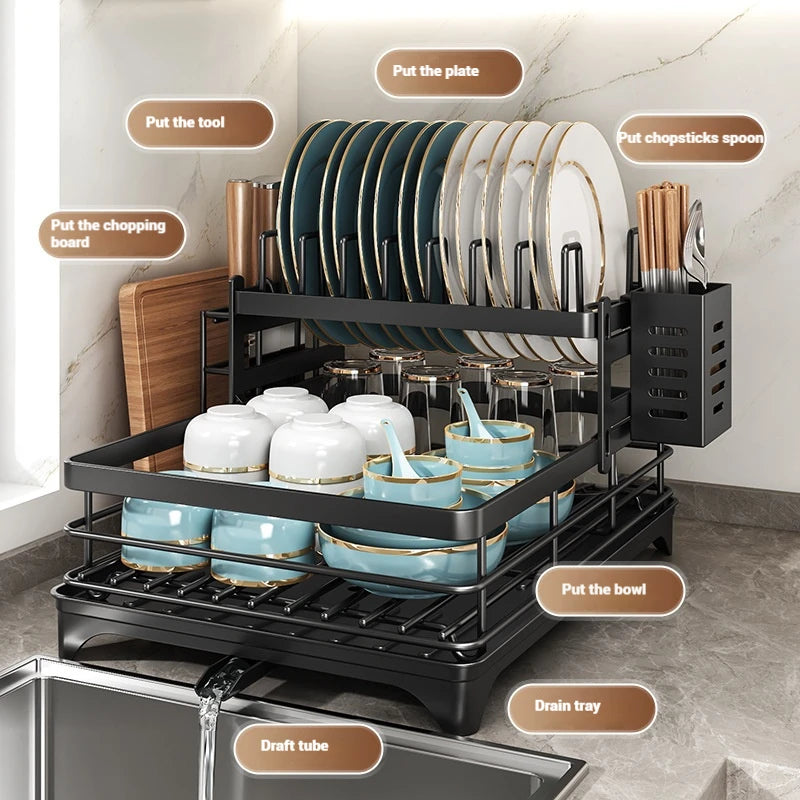 ATMDOG Stainless Steel Dish Drying Rack With Drainboard Over Sink
