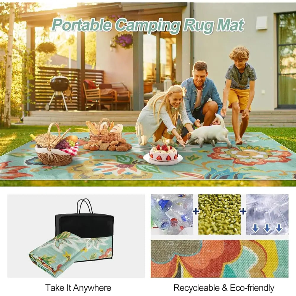 DIXSG Floral Indoor Outdoor Rug For Patio And Balcony