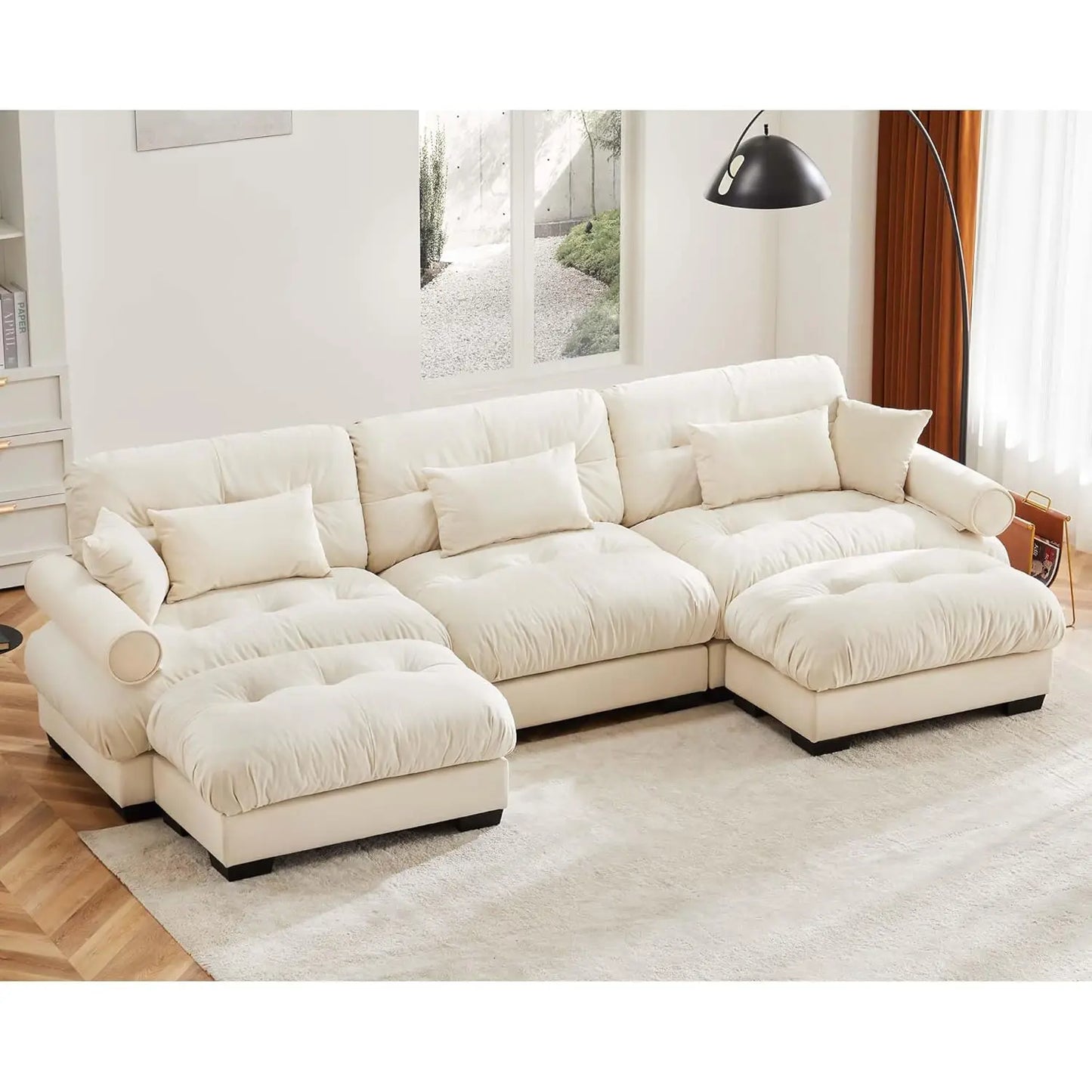 Cloud Couch Velvet Modular Sectional Sofa With Ottoman