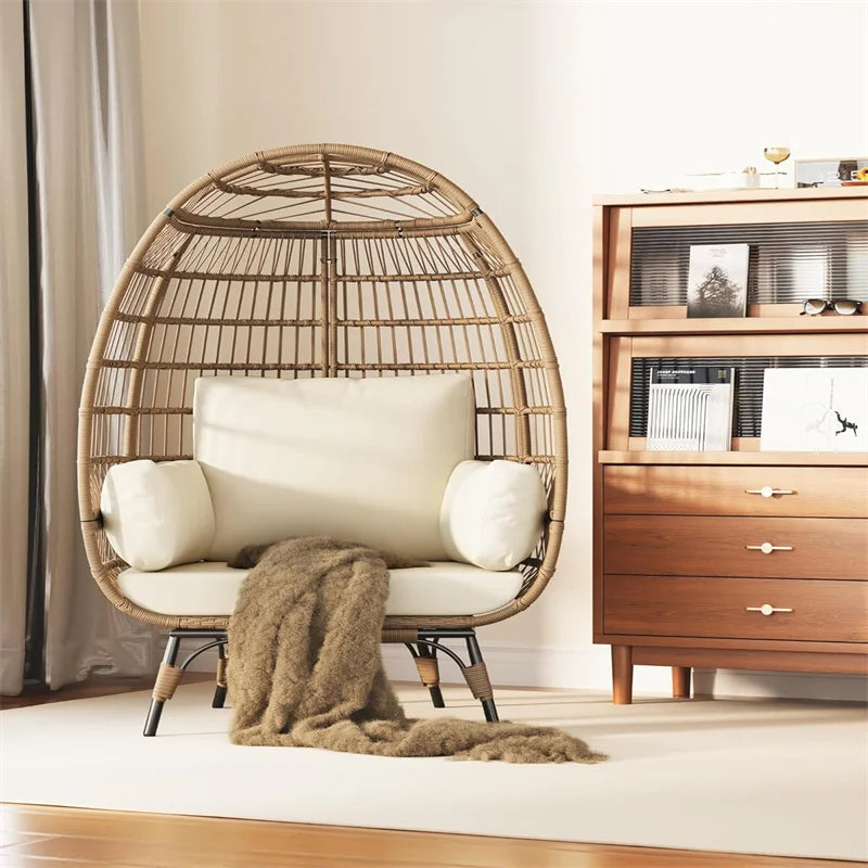 HiMISS Outdoor Egg Chair With Cushions And Steel Frame