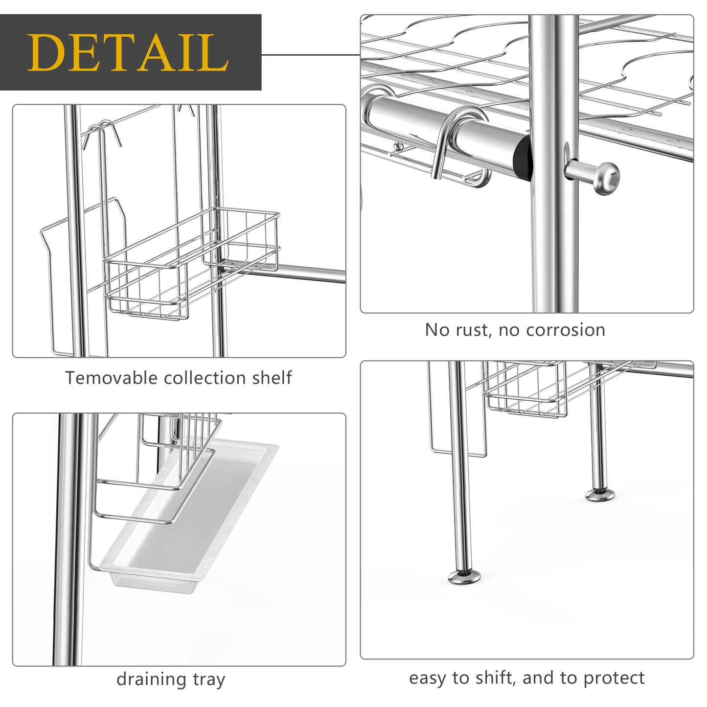 Two Tier Dish Drying Rack Stainless Steel For Countertop