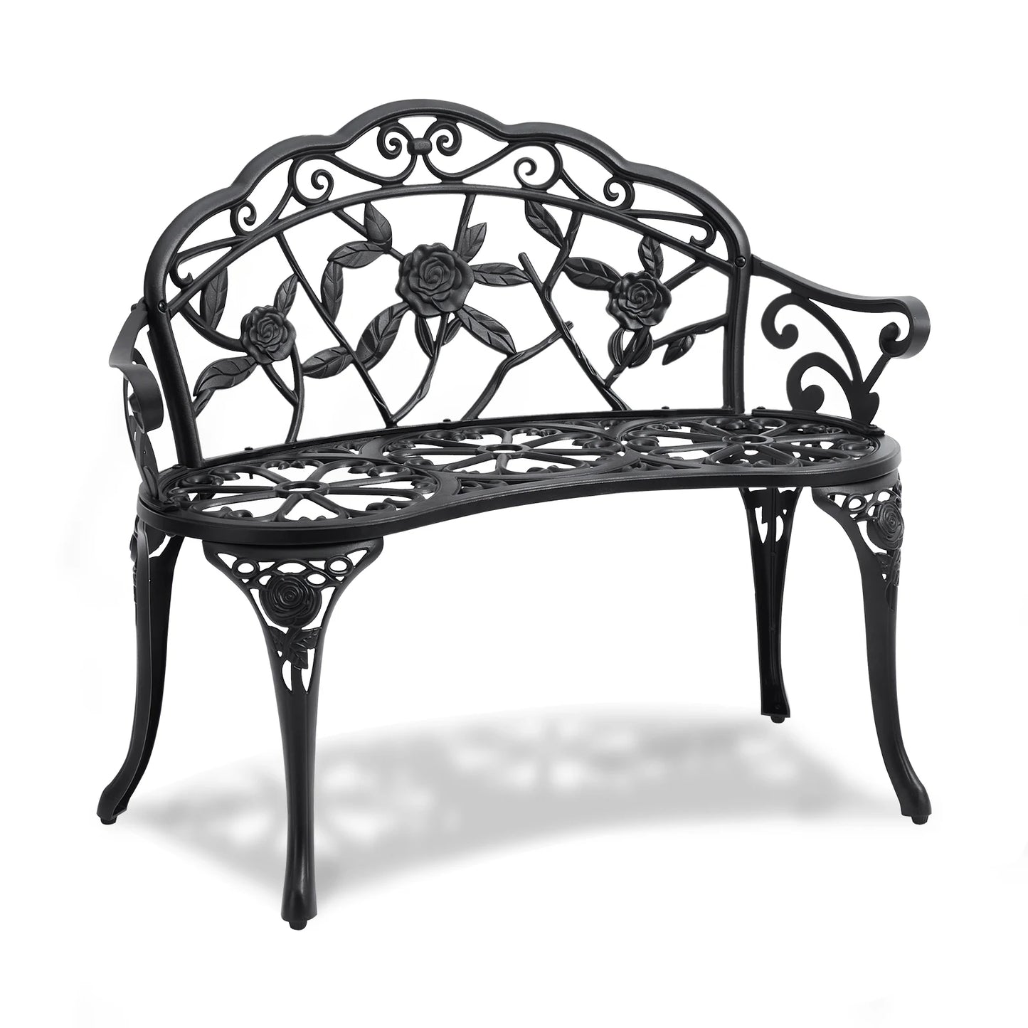 SucceBuy Outdoor Garden Bench Wood And Metal Park Bench