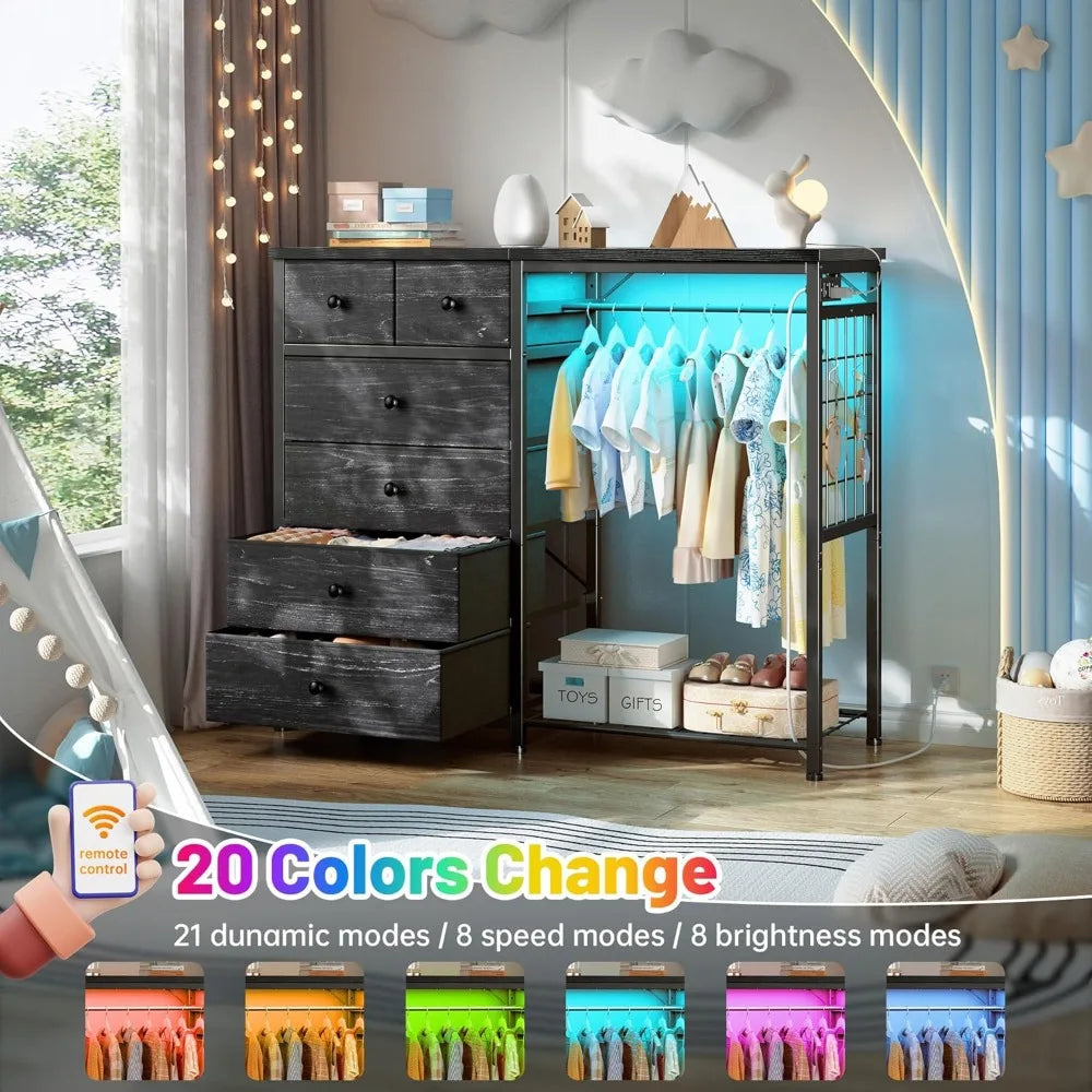 Chengwei Modern Dresser With LED Lights And Charging Station