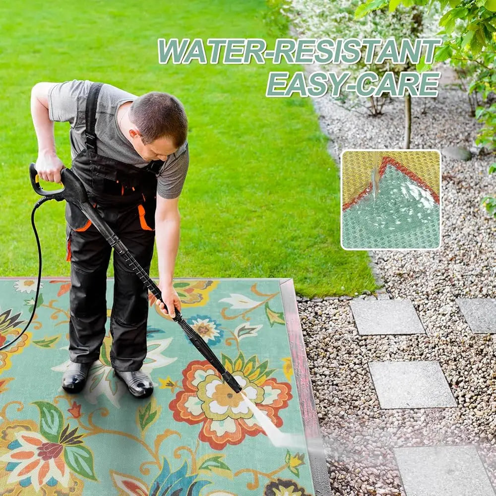 DIXSG Floral Indoor Outdoor Rug For Patio And Balcony