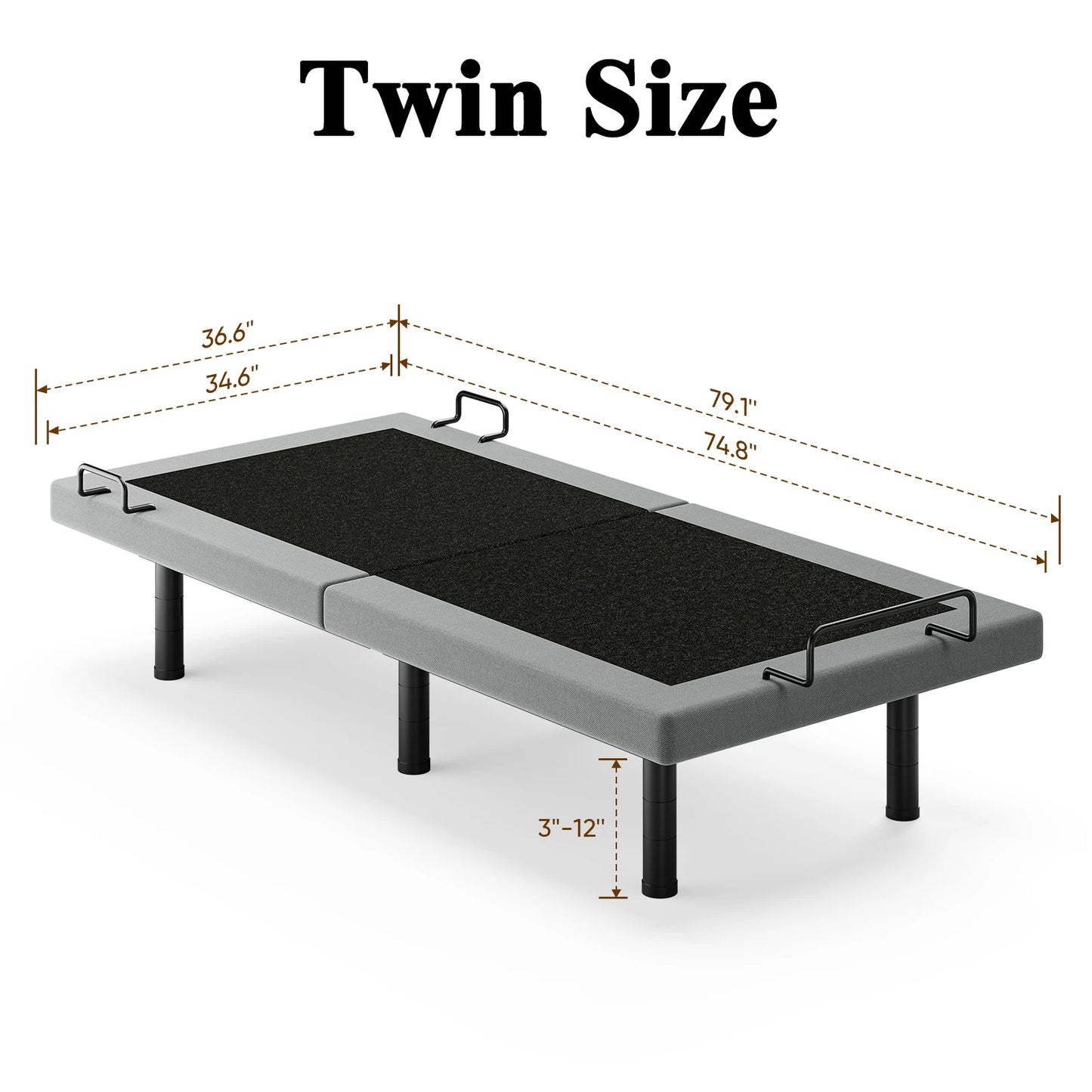 Furgle Twin Split Adjustable Bed Frame With Remote