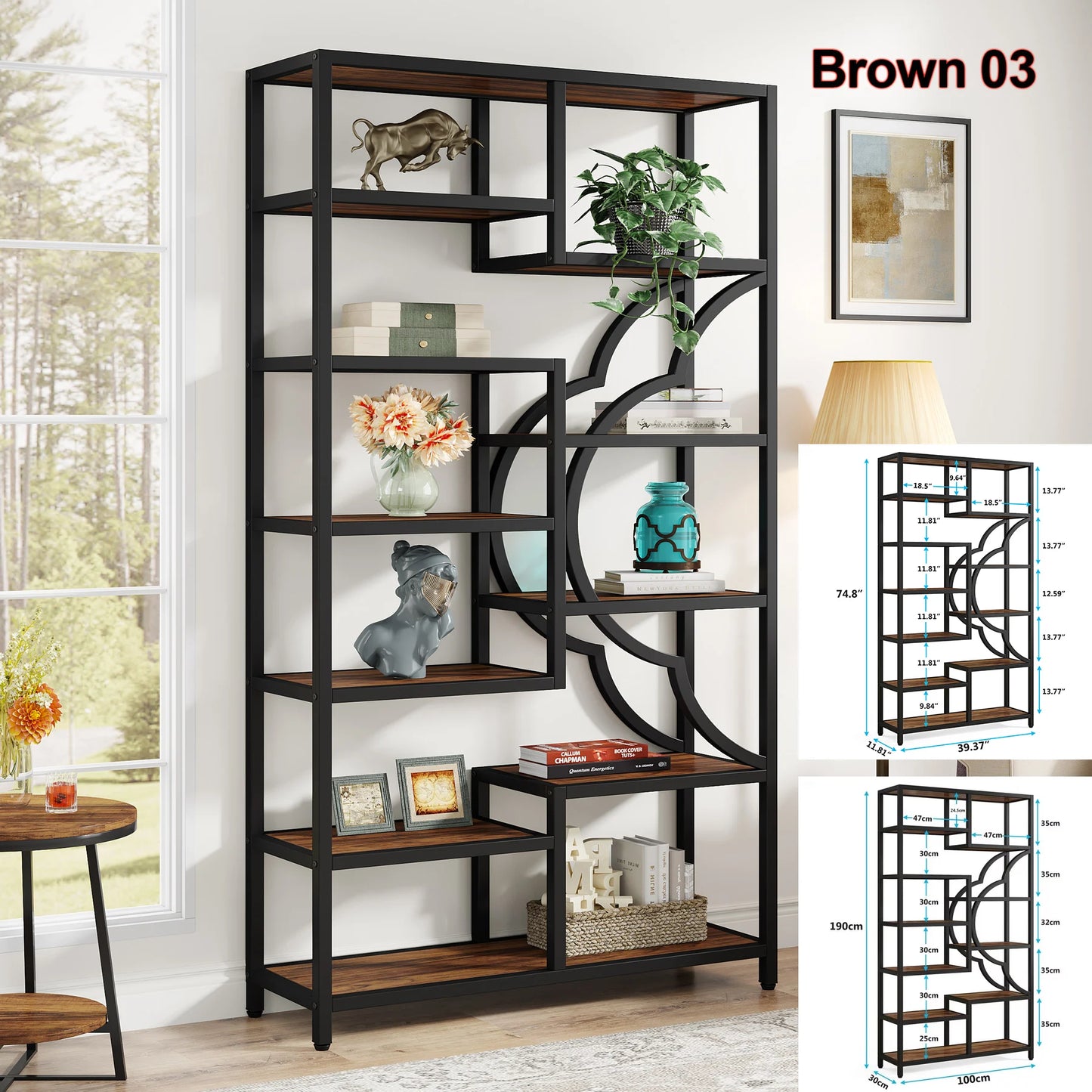 Tribesigns 5-Tier Industrial Etagere Bookcase Freestanding