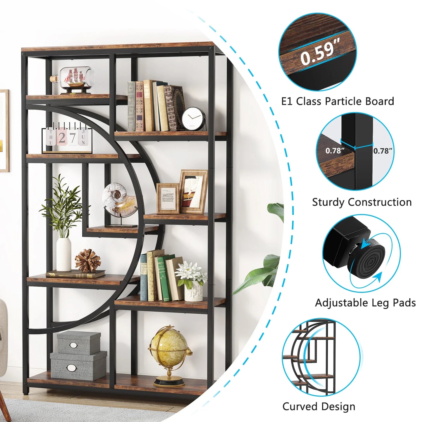 Tribesigns 5-Tier Industrial Etagere Bookcase Freestanding