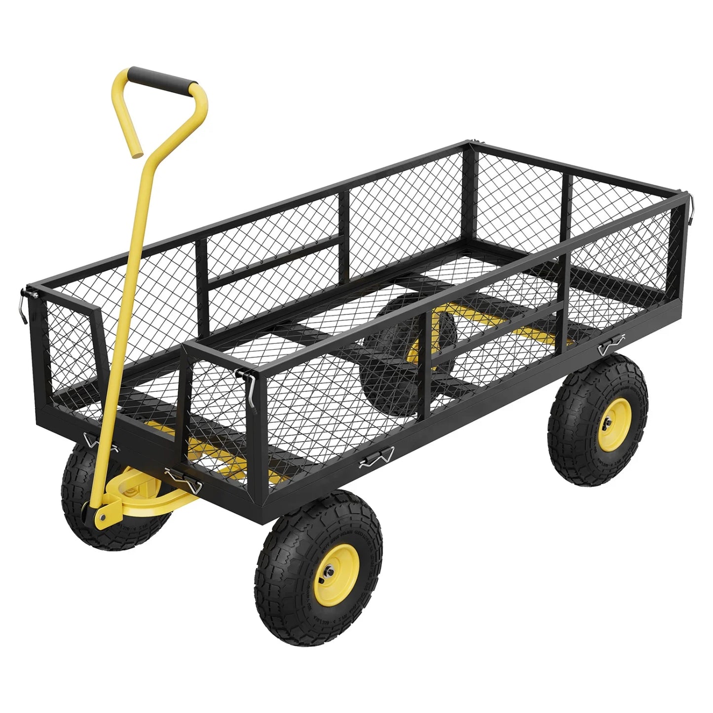 Heavy Duty 900 lbs Capacity Garden Cart Utility Wagon,10" Pneumatic Tires,Removable Sides & Adjustable Handle,for Camping,Patio