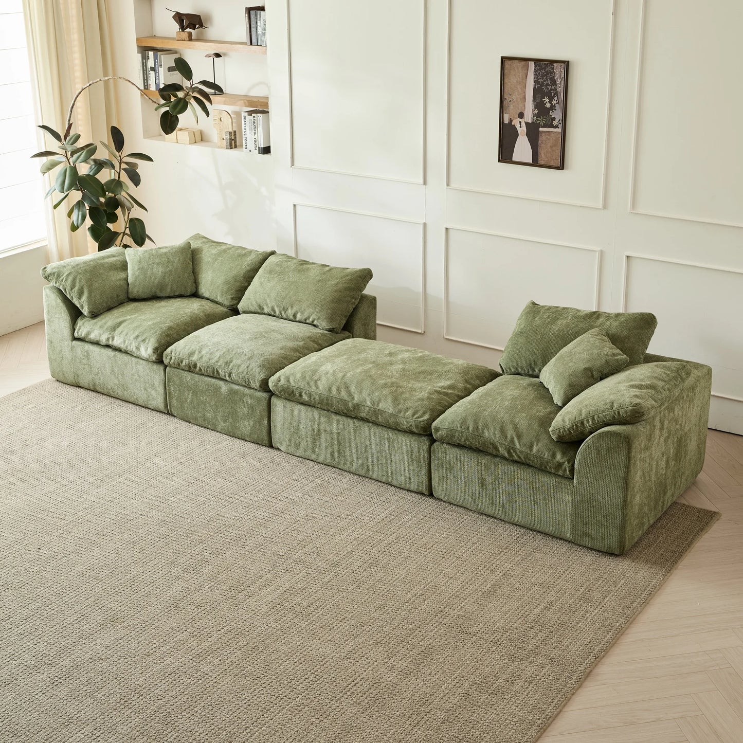 Yeflixvrau Cloud Modern L-Shaped Modular Sofa With Ottoman