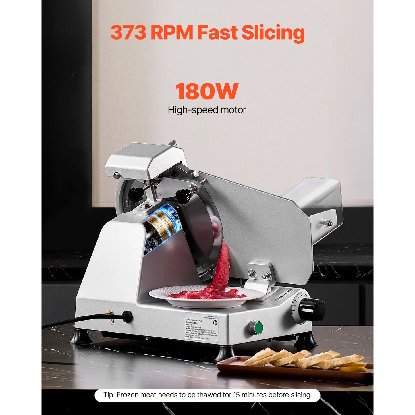 SucceBuy 180W Commercial Meat Slicer With Premium 65Mn Blade