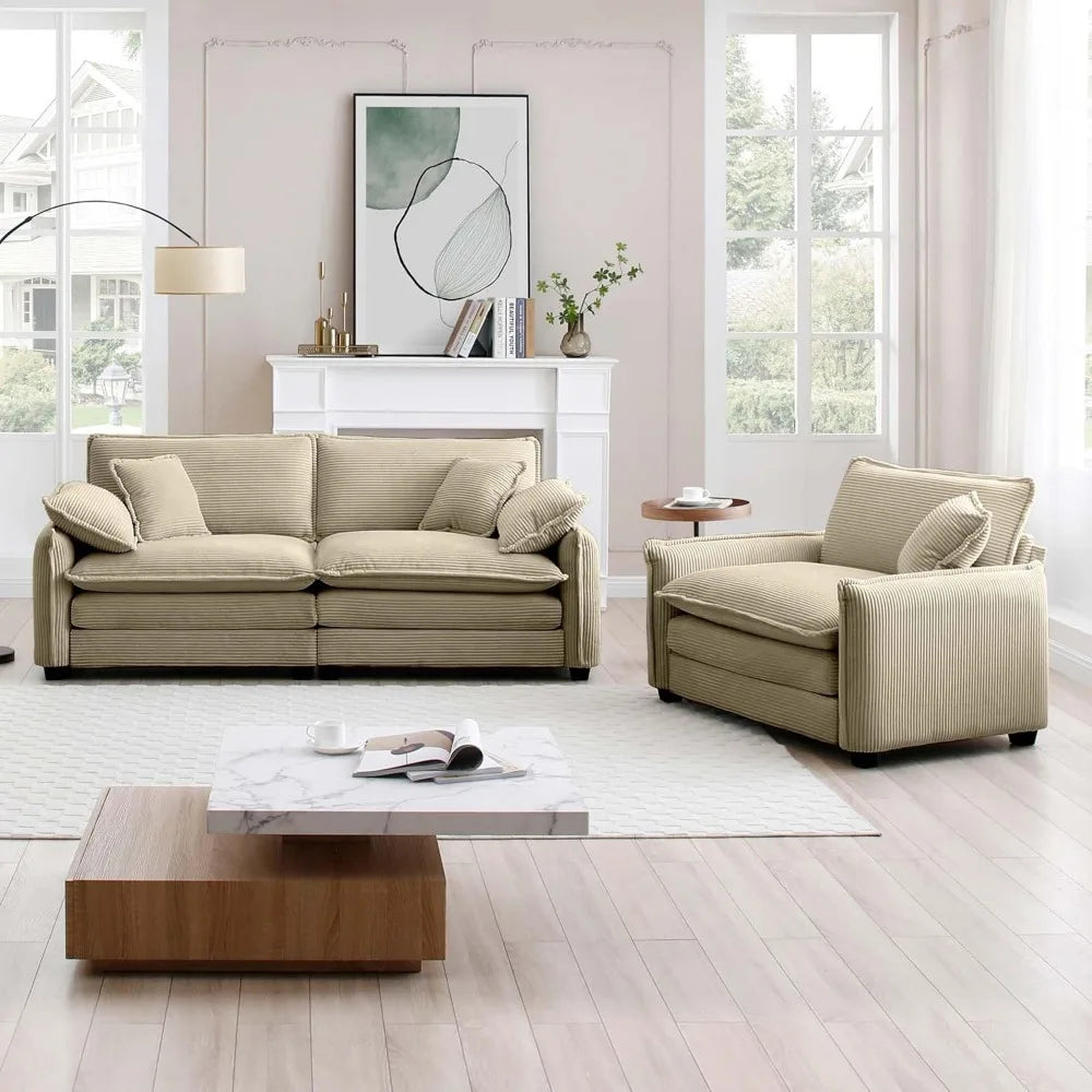 ZHUXIANG Modular Sectional Sofa Set With Loveseat And Chair