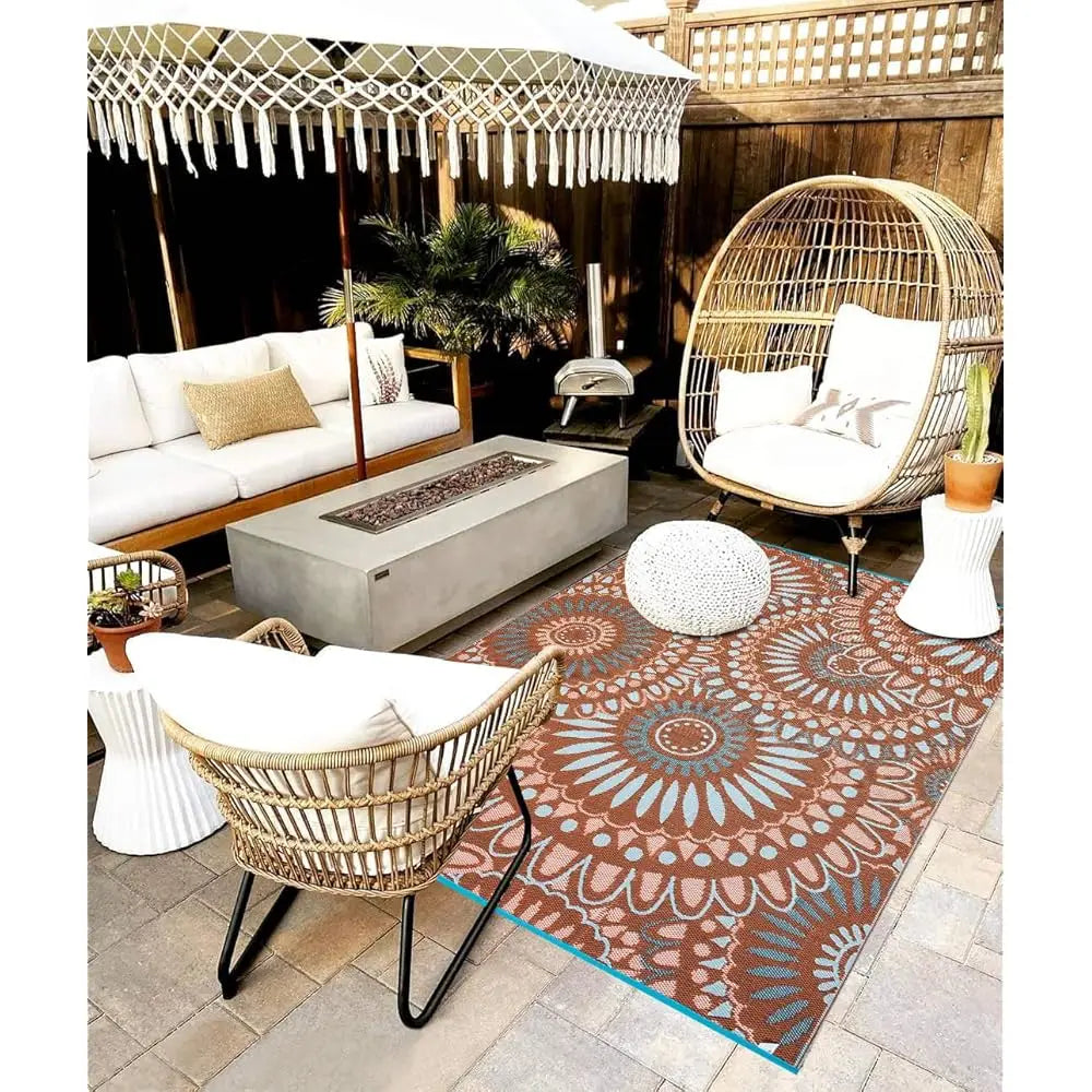 DIXSG Reversible Outdoor Indoor Rug Mat Waterproof Patio Garden
