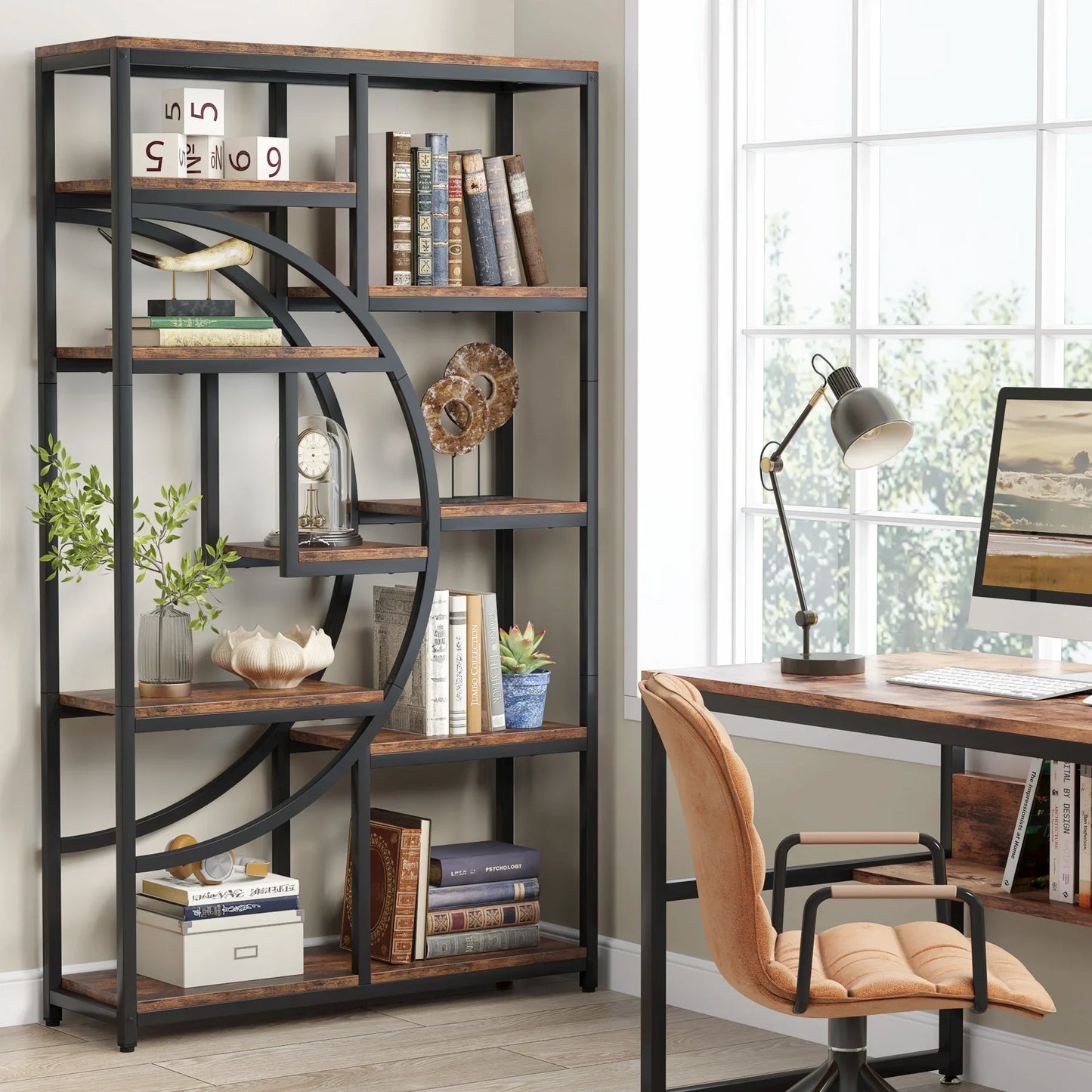 Tribesigns 5-Tier Industrial Etagere Bookcase Freestanding