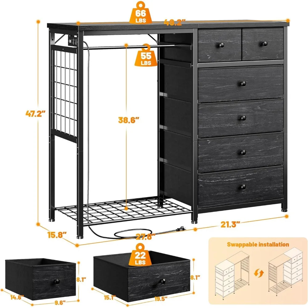 Chengwei Modern Dresser With LED Lights And Charging Station