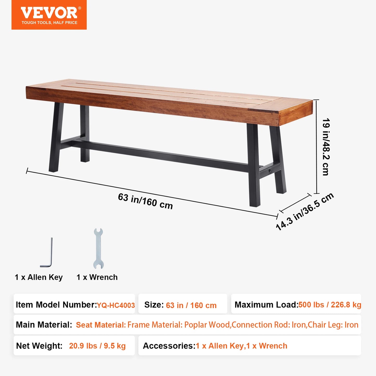 SucceBuy Outdoor Garden Bench Wood And Metal Park Bench