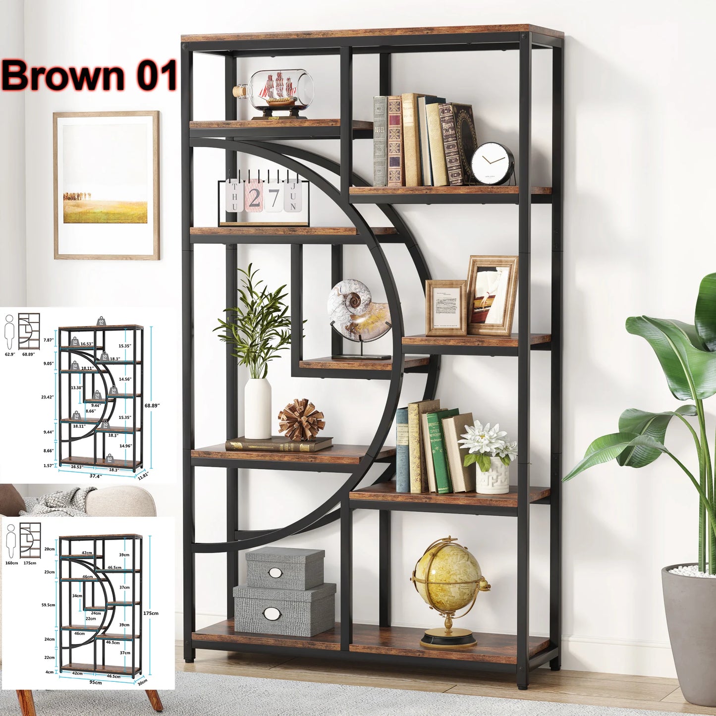 Tribesigns 5-Tier Industrial Etagere Bookcase Freestanding