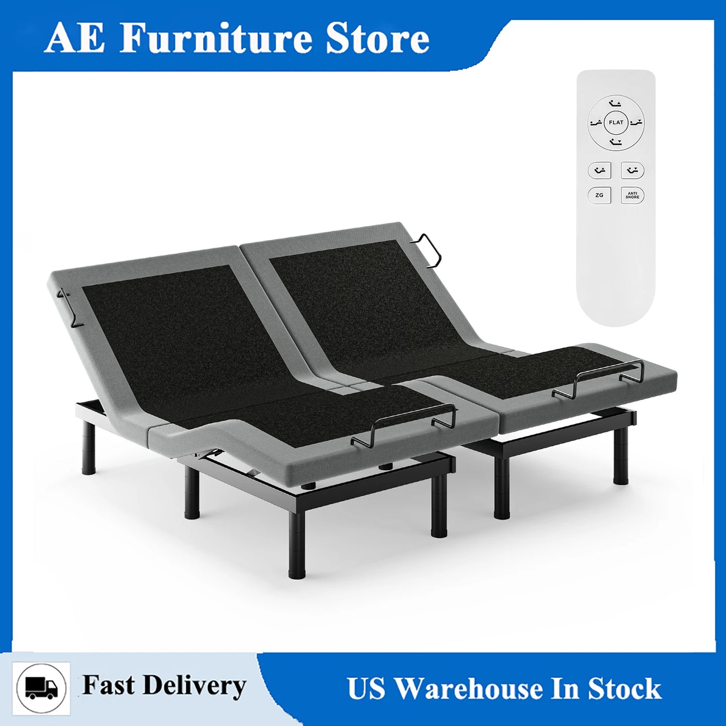 Furgle Twin Split Adjustable Bed Frame With Remote