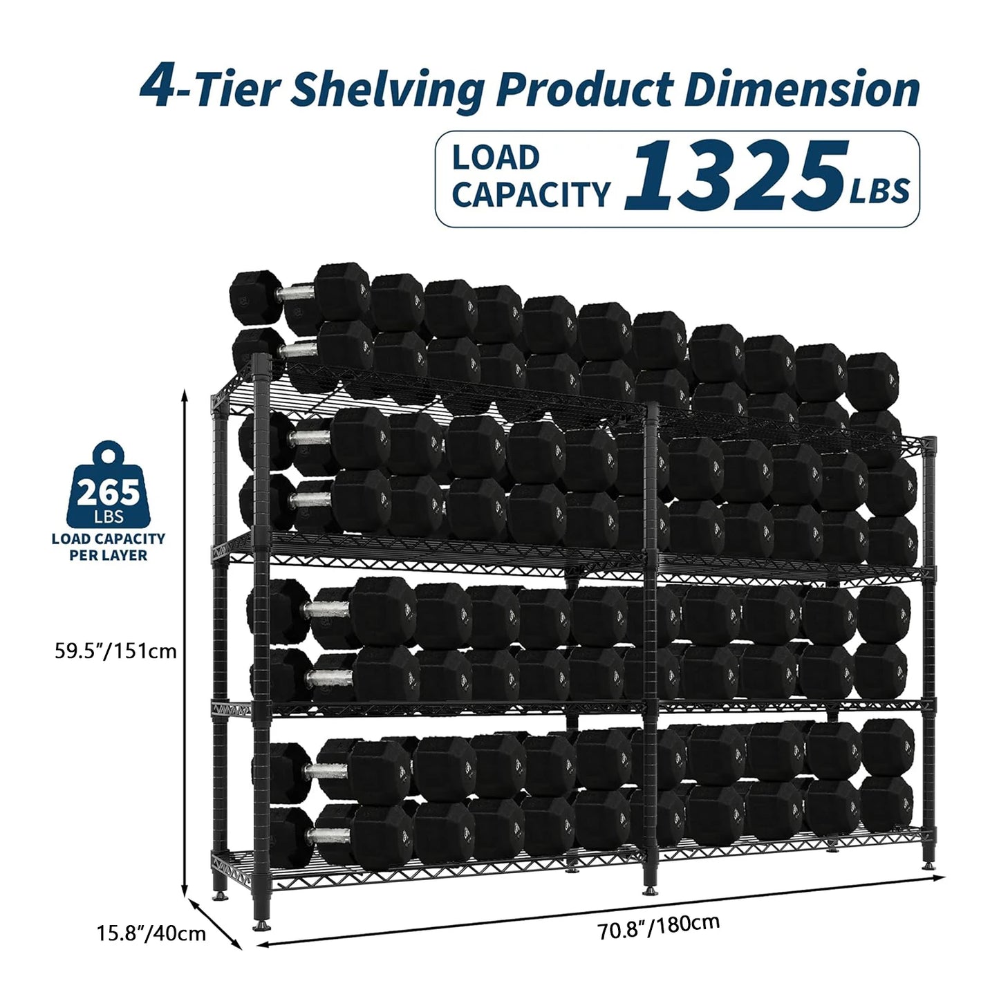 TWISTER.CK Heavy Duty 4 Tier Metal Adjustable Storage Shelving Unit