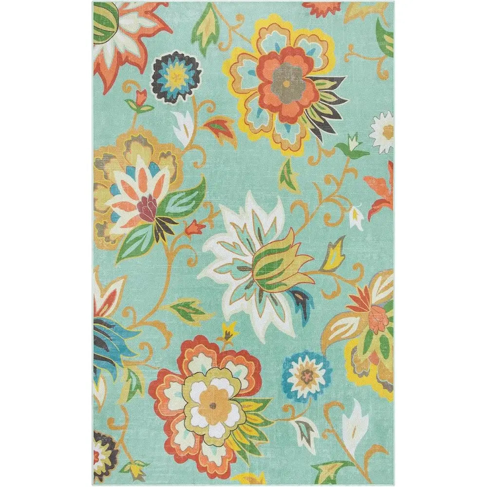 DIXSG Floral Indoor Outdoor Rug For Patio And Balcony