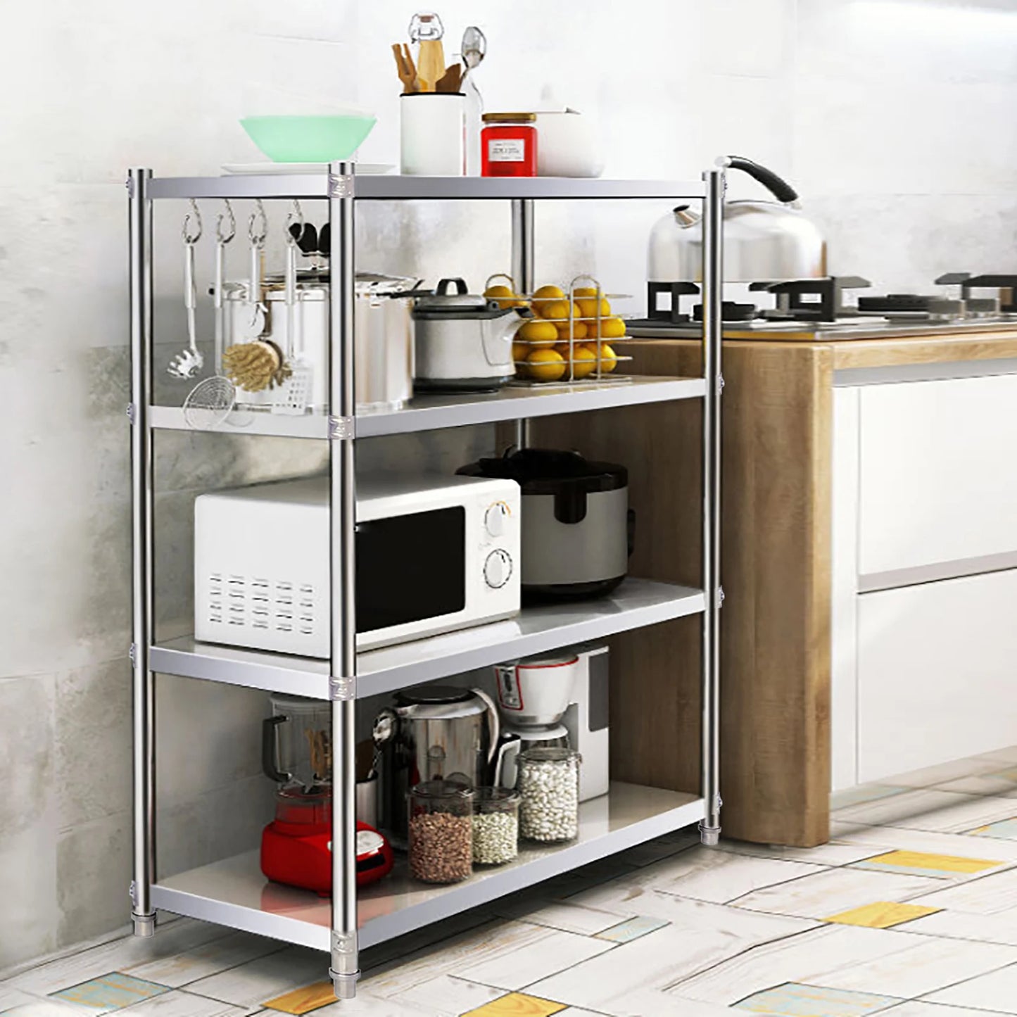 Stainless Steel Kitchen Storage Rack Heavy Duty Microwave Shelf
