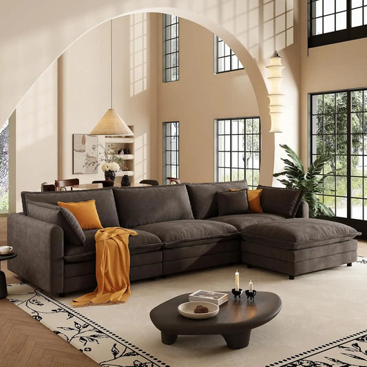 Modern L Shaped Sofa Sectional Cloud Couch Customizable Modular Set