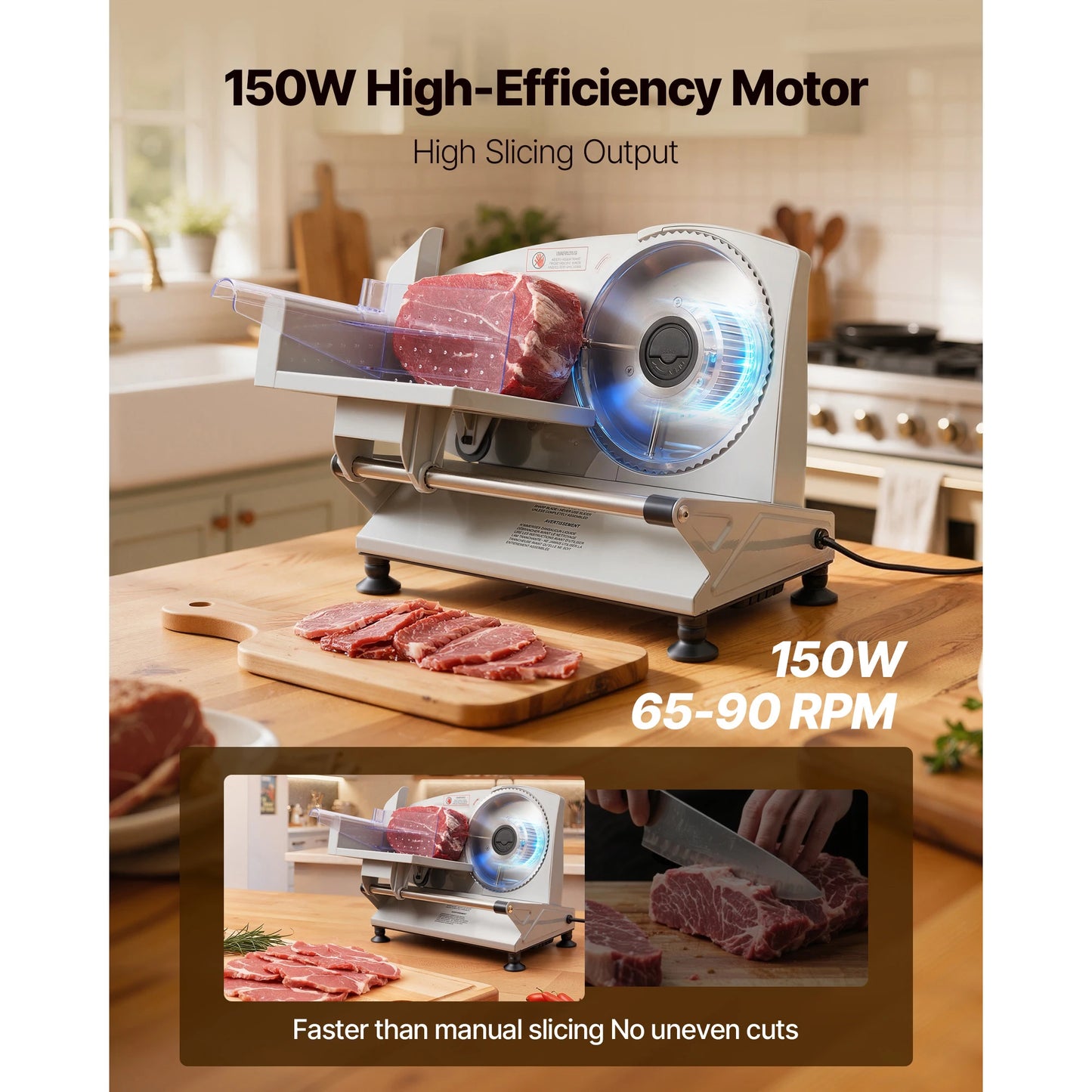 SucceBuy Electric Meat Slicer With SUS420 Blades For Deli