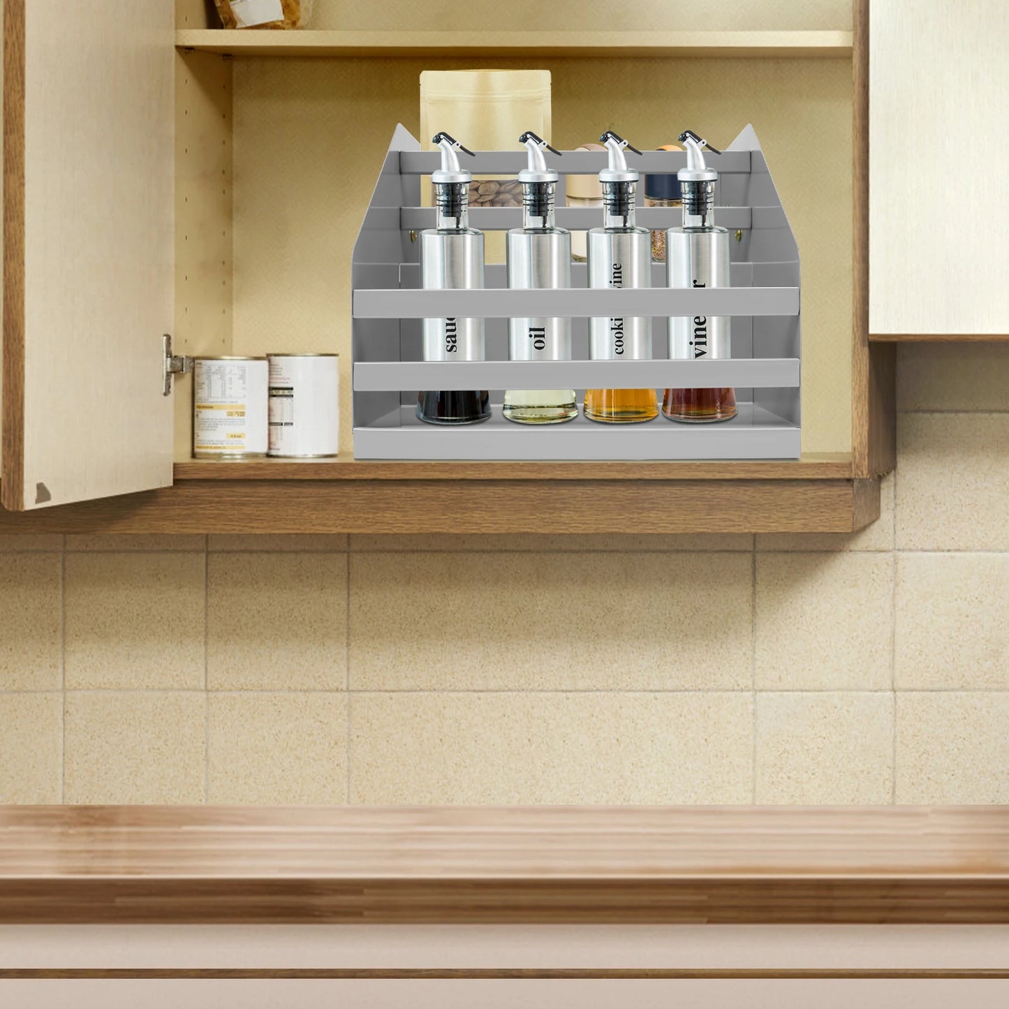 Two Tier Pull Down Cabinet Organizer For Under Sink With 10 Kg Load Capacity